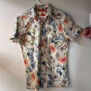Tori Richard Cream Floral Short-Sleeve Button-Down Shirt